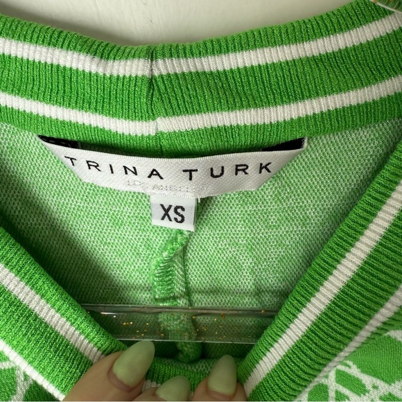 Trina Turk Simona Billie Jean Green Pattern Short-Sleeve Crop Top XS - Picture 8 of 10